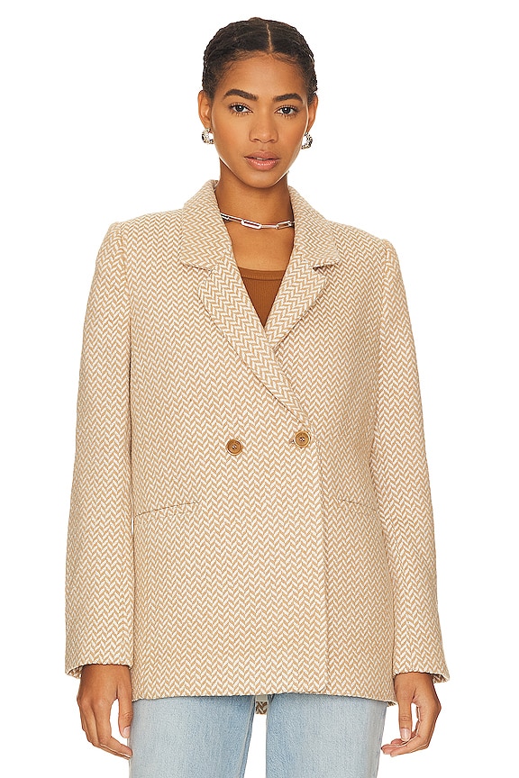 view 2 of 5 Fishbone Blazer in Tan & Cream