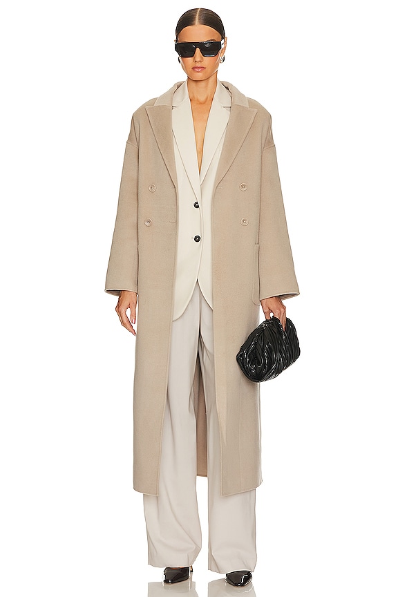 ANINE BING Dylan Maxi Coat in Taupe | REVOLVE
