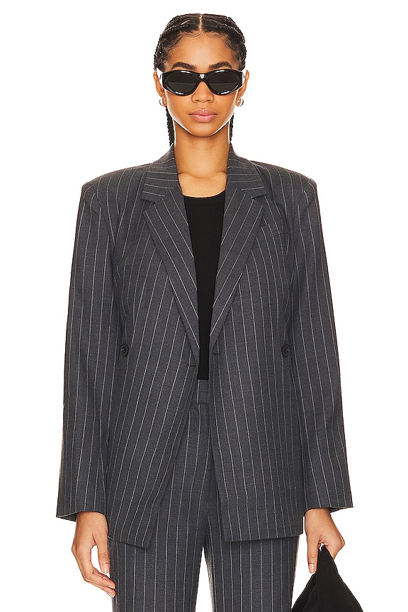 view 2 of 5 Kaia Blazer in Grey Pinstripe