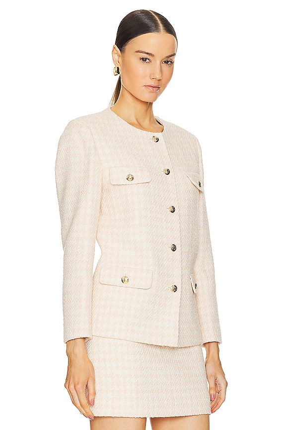 view 2 of 5 КУРТКА JANET in Cream & Peach Houndstooth