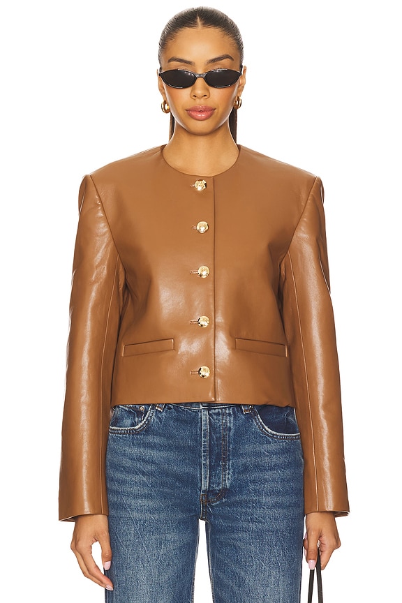 view 2 of 6 Amber Jacket in Cognac Recycled Leather