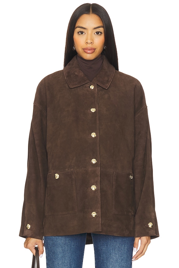 view 2 of 5 Luca Suede Jacket in Deep Brown