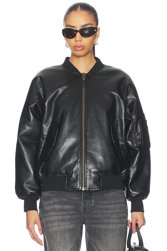 view 2 of 5 Leon Bomber in Black Recycled Leather