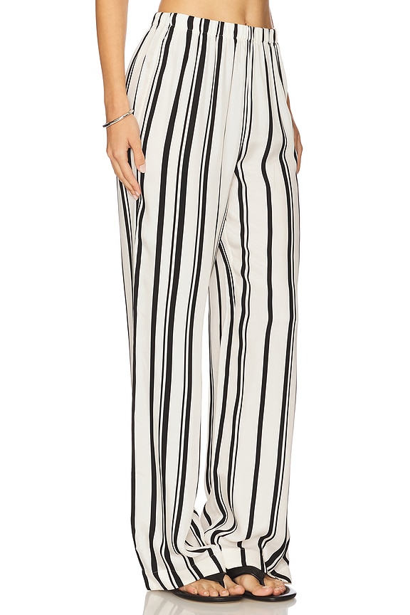 view 2 of 6 Elain Pant in Ivory & Black Monogram Stripe