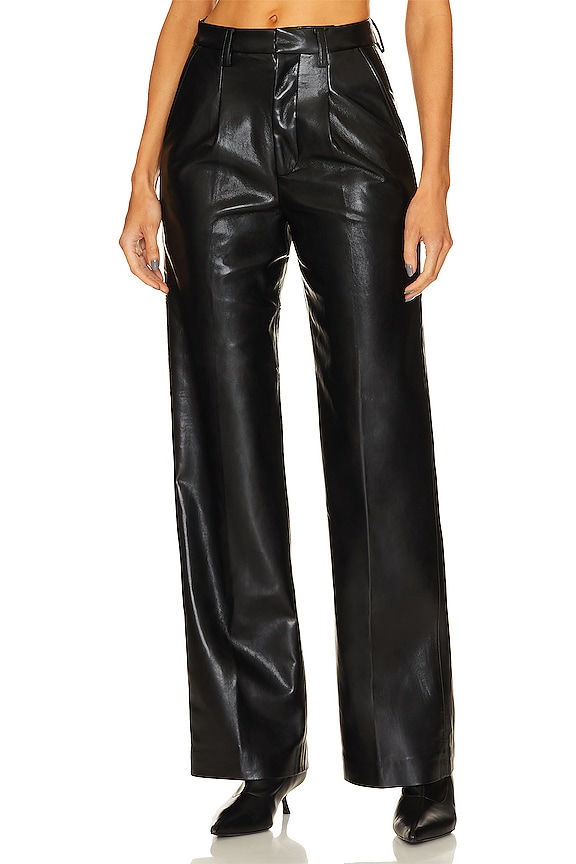 ANINE BING Carmen Pant in Black Recycled Leather | REVOLVE