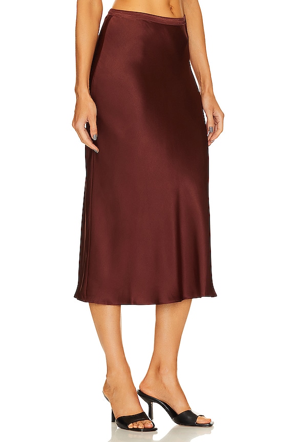 view 2 of 4 Bar Silk Skirt in Dark Cherry