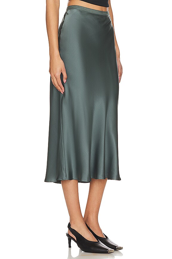 view 2 of 4 Bar Silk Maxi Skirt in Dark Sage