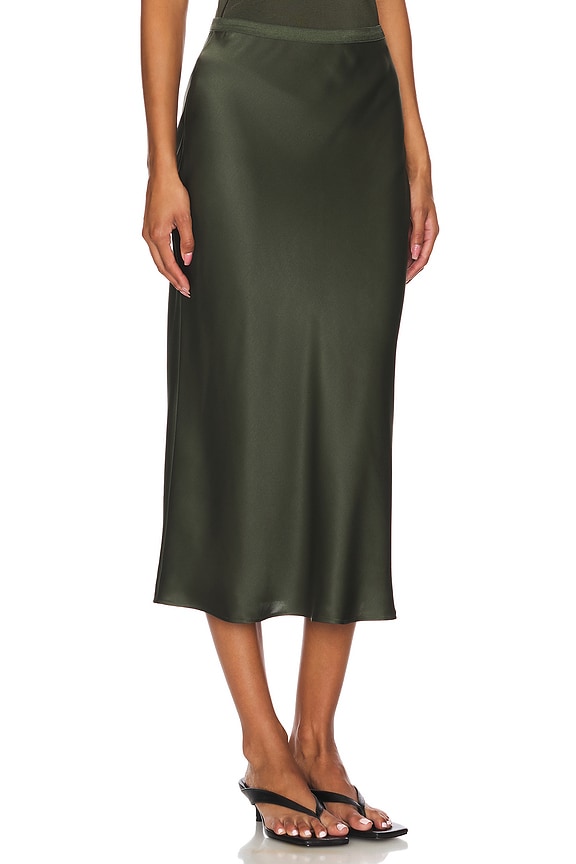 view 2 of 6 Bar Silk Skirt in Dark Olive