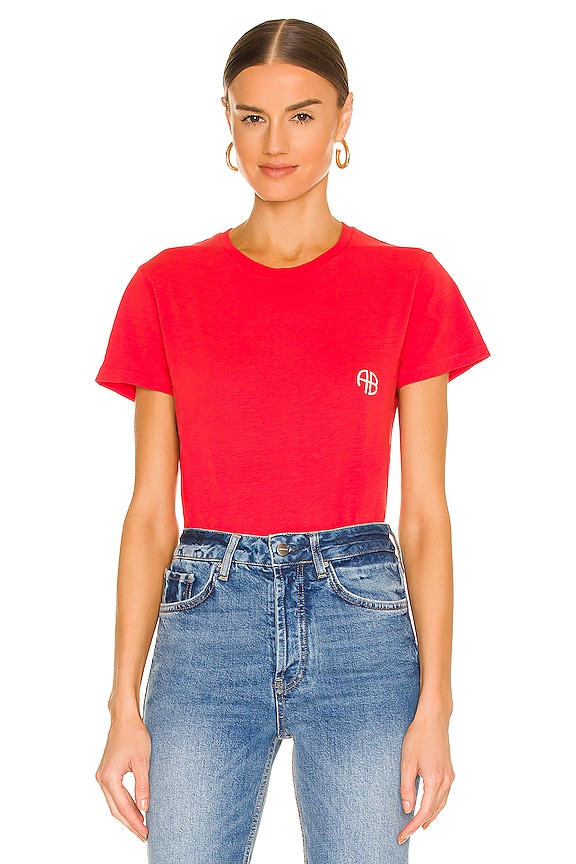 ANINE BING Levy Motorcycle Club Tee in Red | REVOLVE