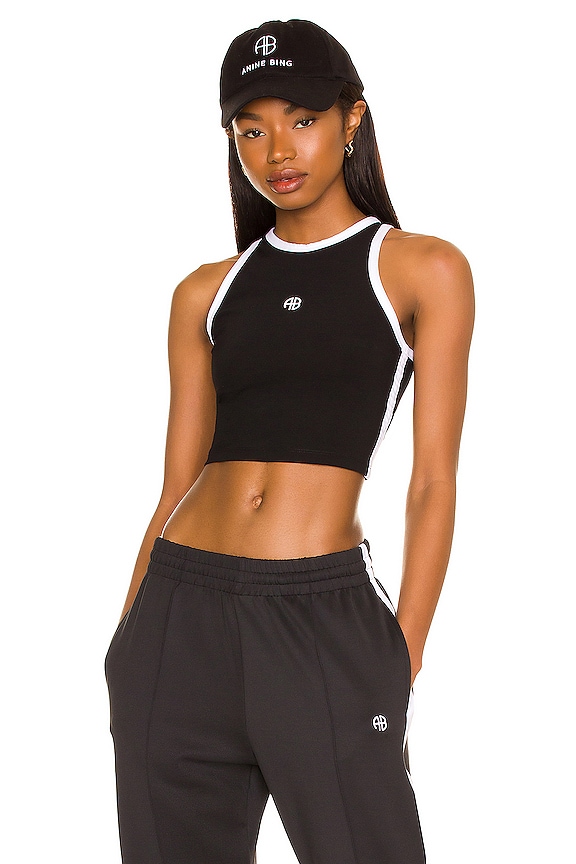 view 1 of 4 Sport Brett Tank in Black with White Stripe