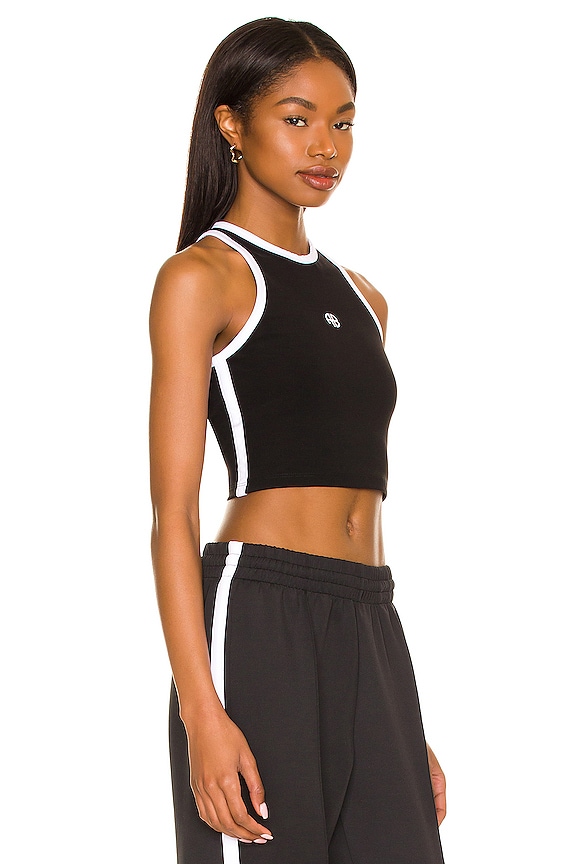 view 2 of 4 Sport Brett Tank in Black with White Stripe