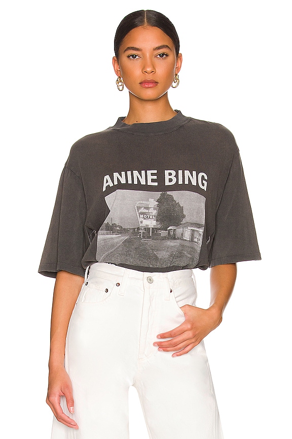 ANINE BING Wes Tee Motel in Washed Black | REVOLVE