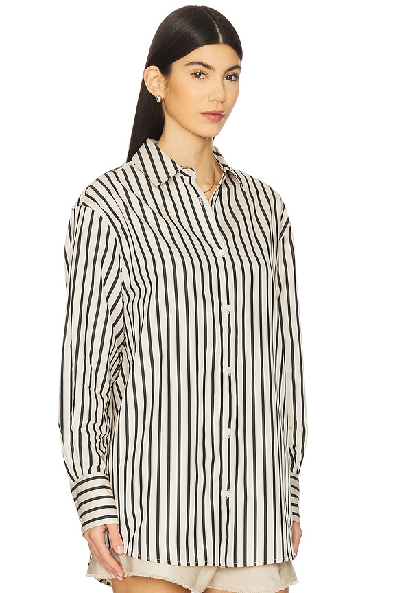 view 2 of 5 CAMISA PLAZA in Black & Tan Stripe