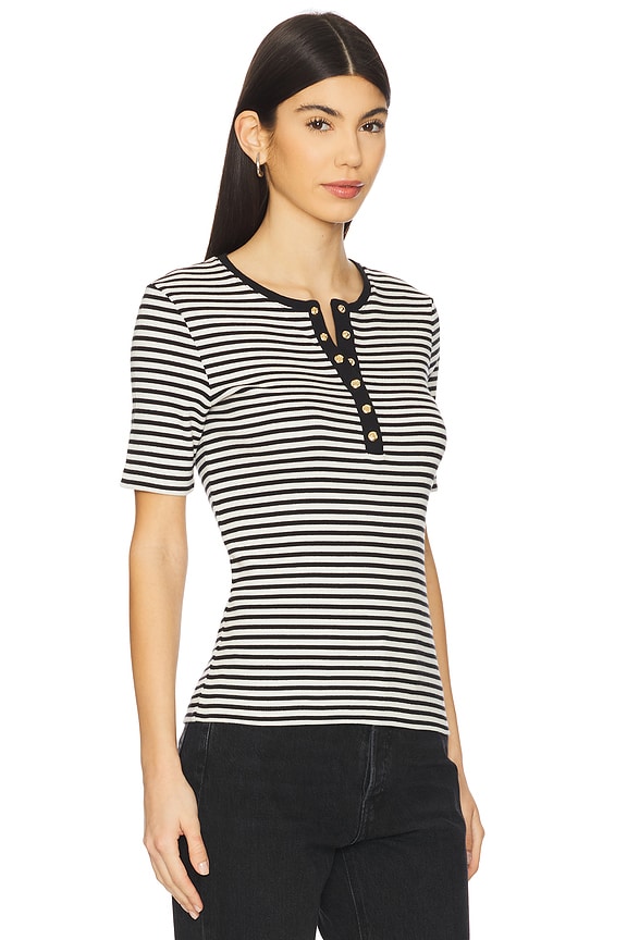 view 2 of 5 T-SHIRT ALESSIA in Cream & Black Stripe
