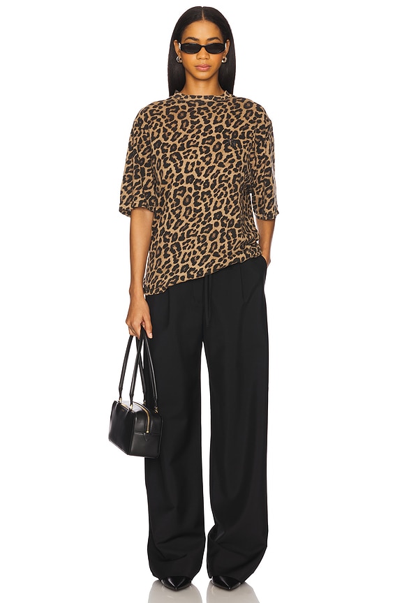 ANINE BING Avi Tee in Black & Brown Leopard | REVOLVE