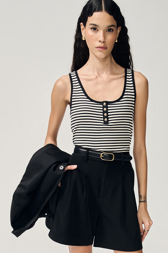 view 2 of 6 Alessia Tank in Cream & Black Stripe