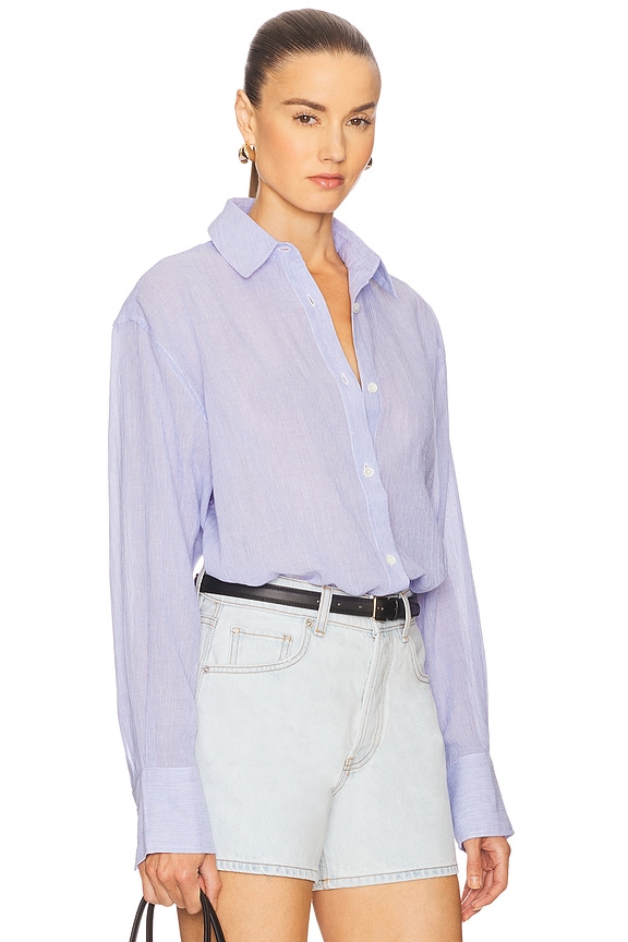 view 2 of 5 Plaza Shirt in Blue & White Mini Stripe