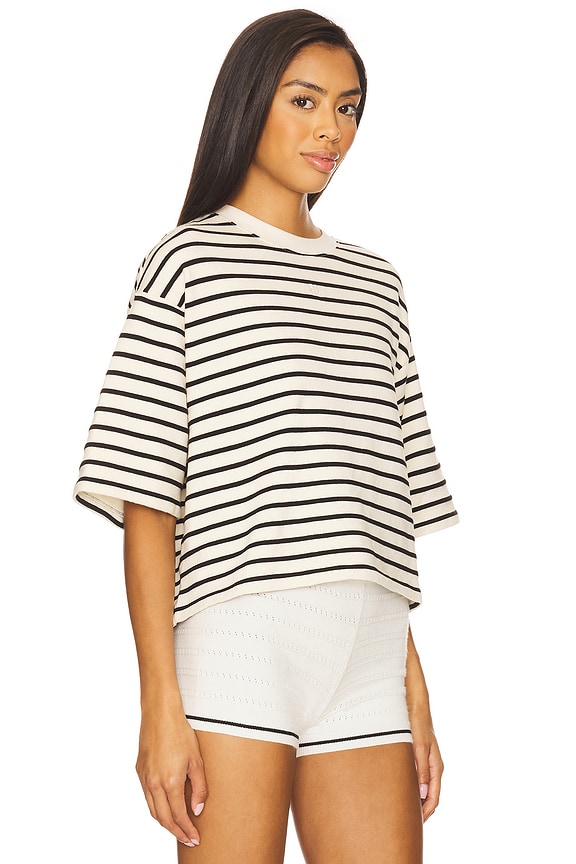 view 2 of 5 Myers Cropped Tee in Black Stripe French Terry