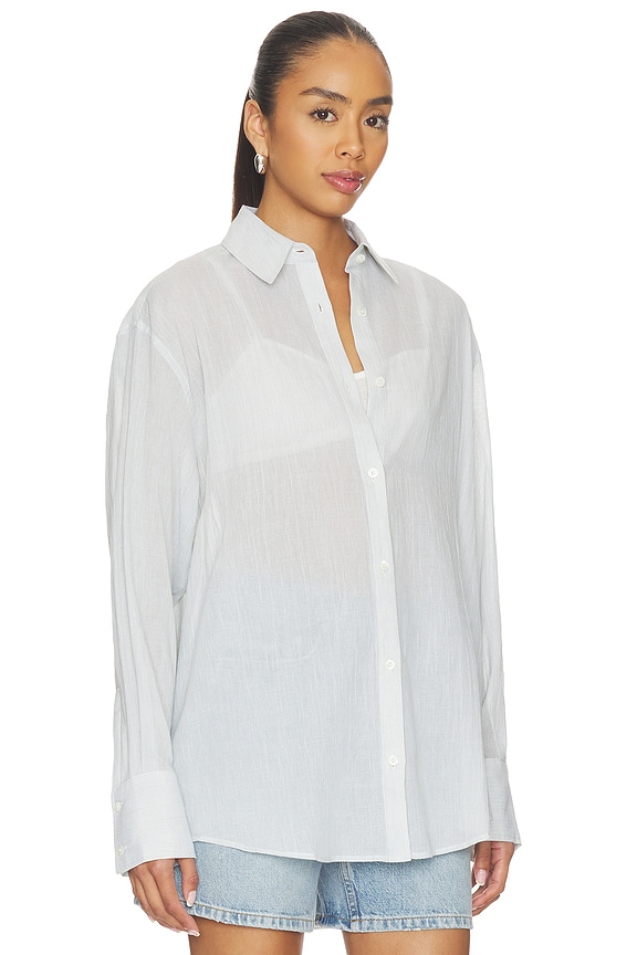 view 2 of 4 Plaza Shirt in Green And White Mini Stripe
