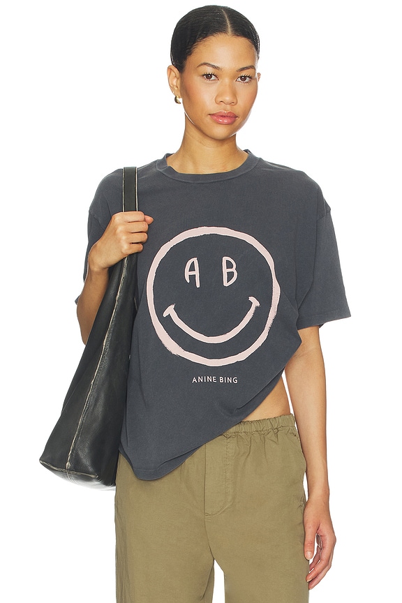 view 1 of 4 Cade Tee Smiley in Washed Grey
