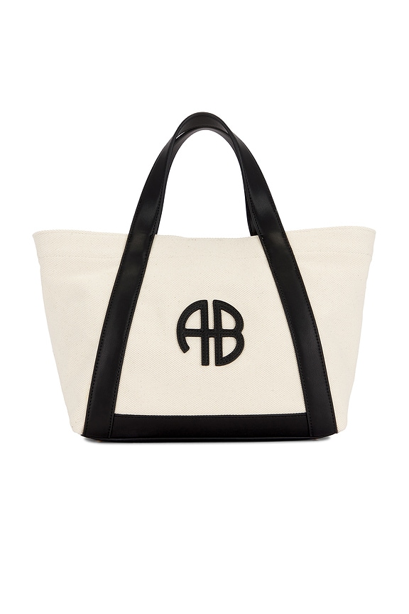 view 2 of 5 Small Cara Tote in Natural Canvas With & Black