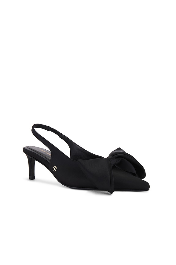 view 2 of 5 Nina Heels With Bow in Black Satin