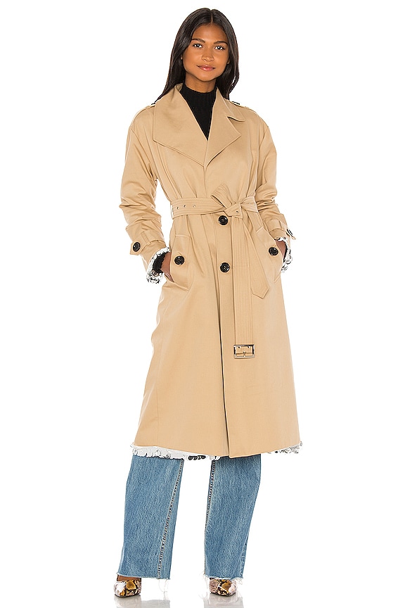 view 2 of 6 Sparkly Silver Double Sided Trench Coat in Beige