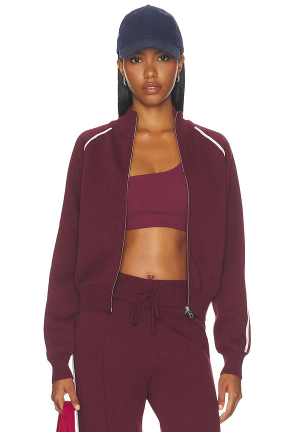 view 2 of 5 Knit Track Jacket in Damson Red