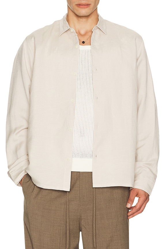 view 1 of 4 Andrew Long Sleeve Linen Shirt in Sand