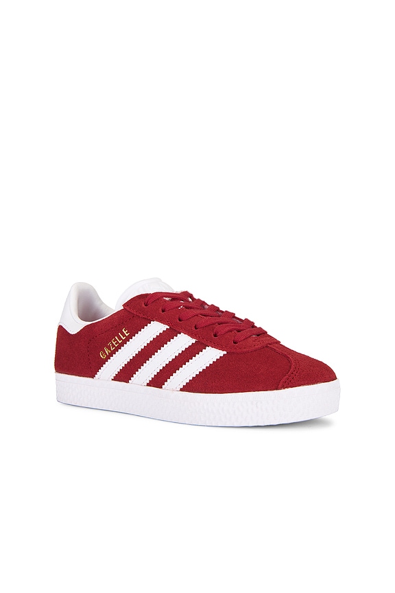 view 2 of 6 Kids Gazelle Sneaker in Better Scarlet, White, & Gold Metallic