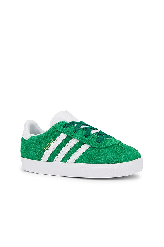 view 2 of 6 Toddler Gazelle Sneaker in Green, White, & Gold Metallic