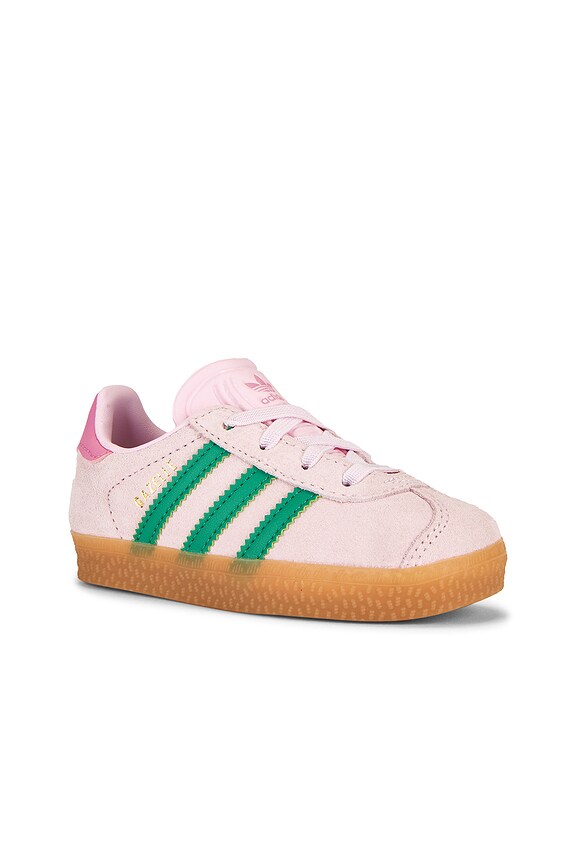 view 2 of 6 Toddler Gazelle Sneaker in Clear Pink, Court Green, & Bliss Pink