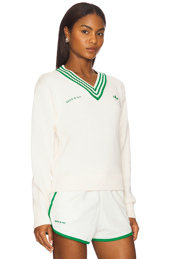 view 2 of 6 x Sporty & Rich Sweater in Off White & Green
