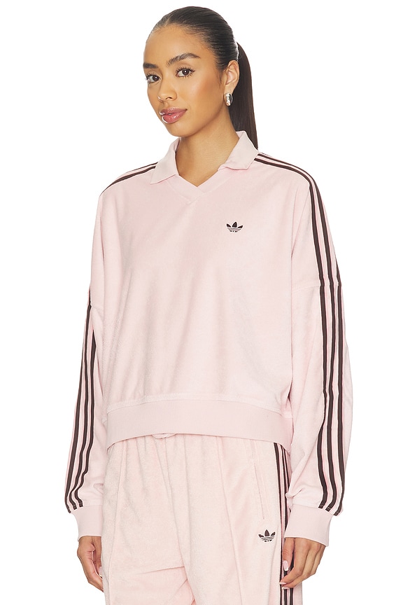 view 2 of 5 Terry Towel V Neck Top in Sandy Pink