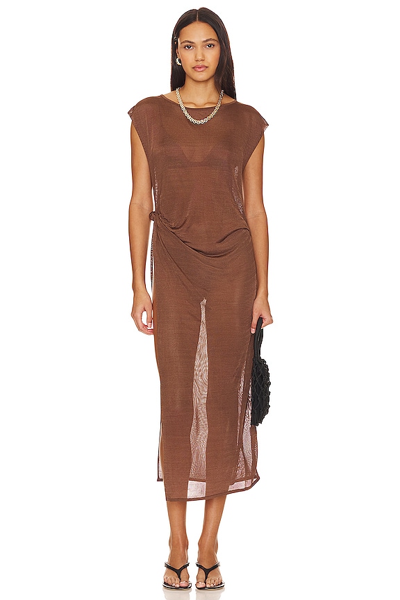 view 2 of 4 ROBE MI-LONGUE PEVERO in Chocolate