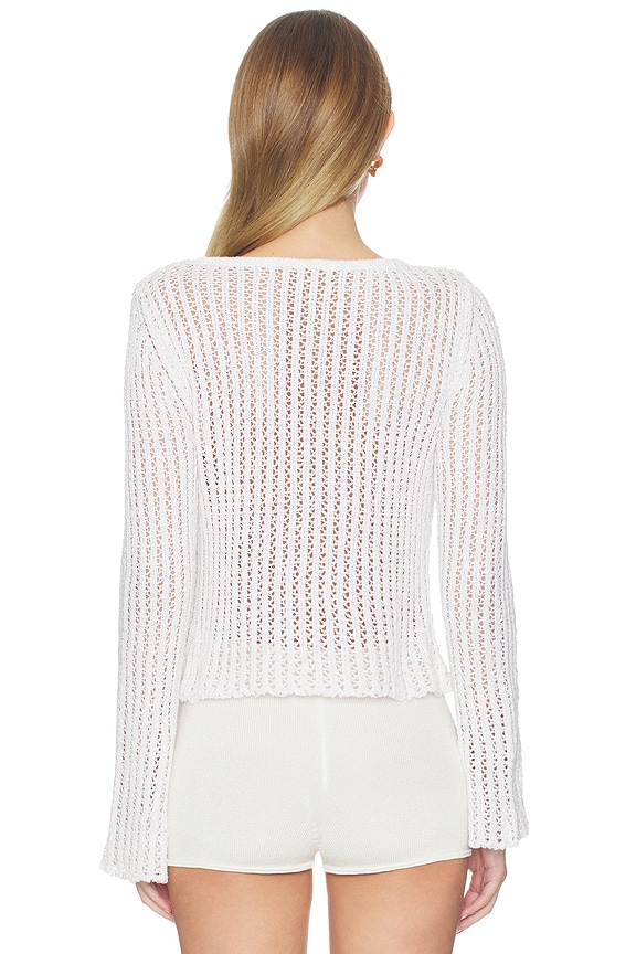 ASTA RESORT Fernanda Crochet Cardigan in Salt Sequin | REVOLVE