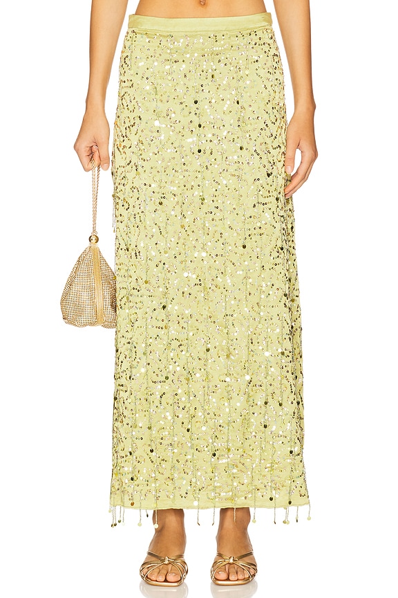 view 2 of 6 Yasmin Hand Beaded Skirt in Olive Oil