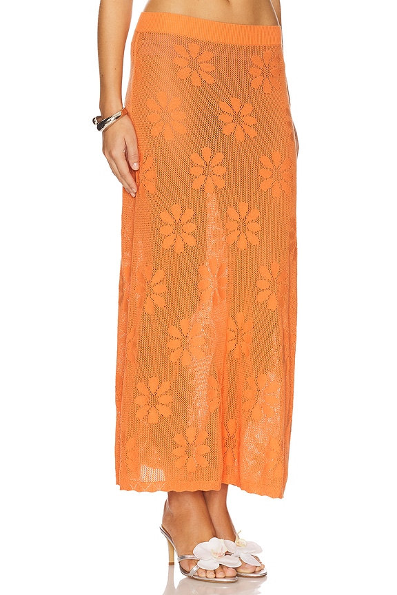 view 2 of 6 Bruna Crochet Skirt in Tangerine