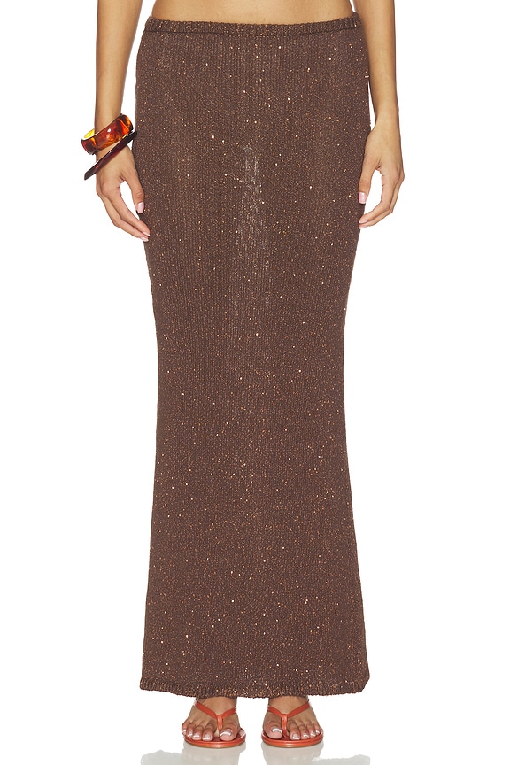 view 1 of 6 Carolina Skirt in Dark Chocolate Sequin