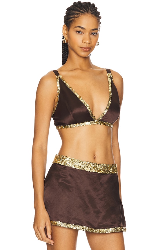 view 2 of 4 Celene Hand Beaded Bralette in Cocoa