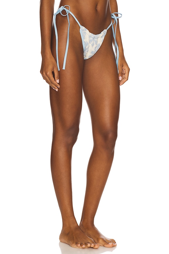 view 2 of 5 Lio Jacquard Bikini Bottom in Salt & Sky Blue Delilah Sequin