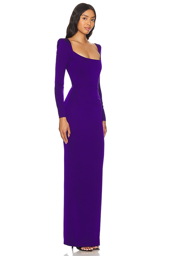 view 2 of 3 Satin Scoop Neck Maxi Dress in Deep Violet