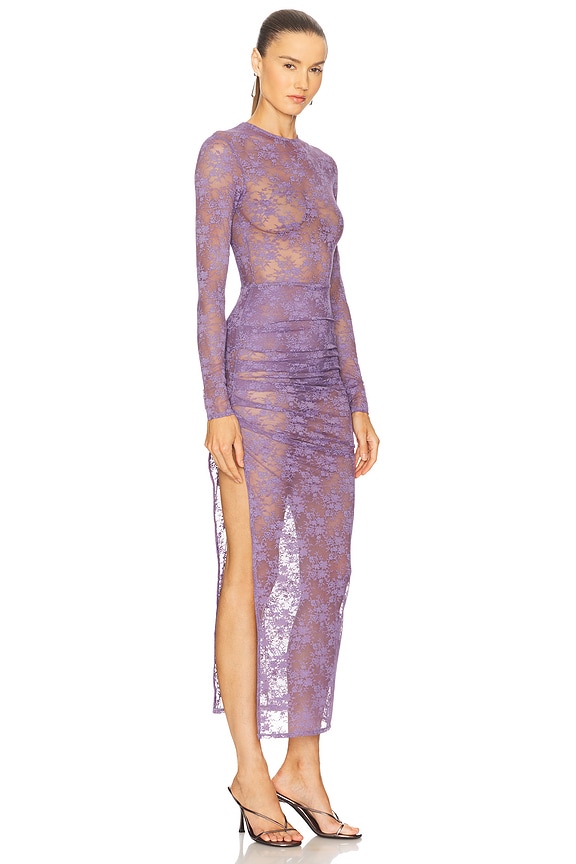 view 2 of 3 Long Sleeve Tucked Dress in Grape