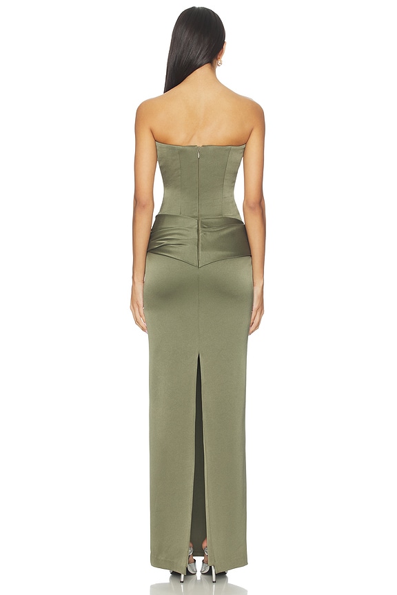 Strapless Longline Corset Twist Drape Column Dress