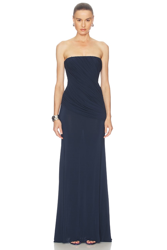 view 1 of 3 Strapless Drape Gown in Marine