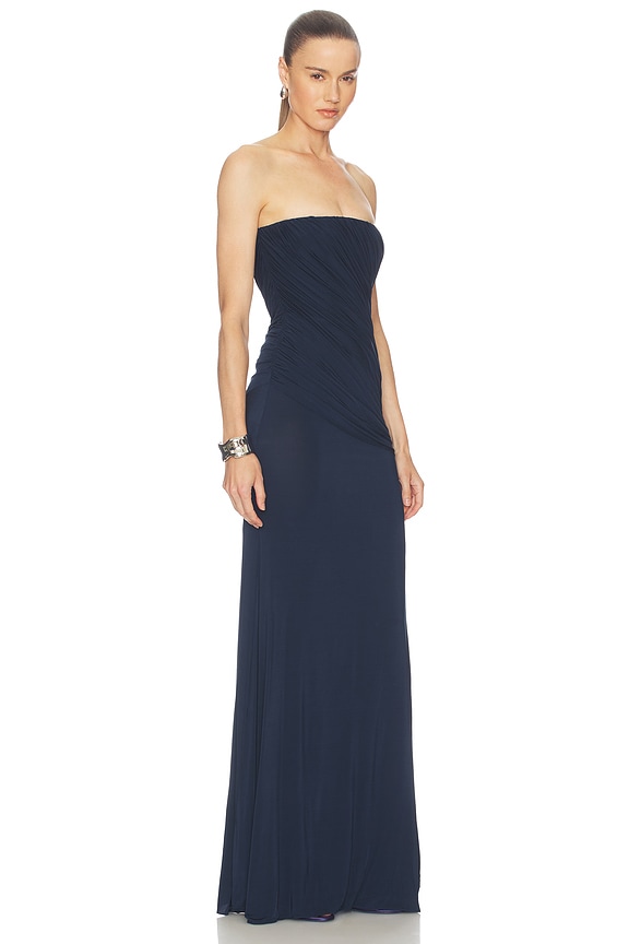 view 2 of 3 Strapless Drape Gown in Marine