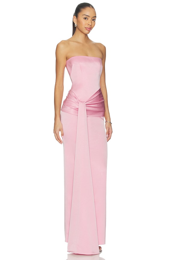 view 2 of 3 Strapless Drape Sash Column Dress in Peony