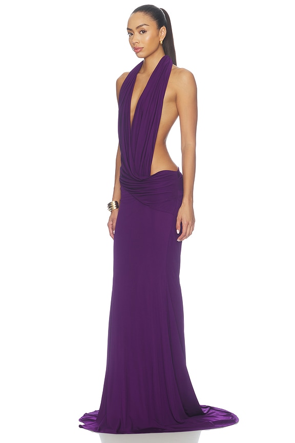 view 2 of 3 Halter Drape Gown in Violet