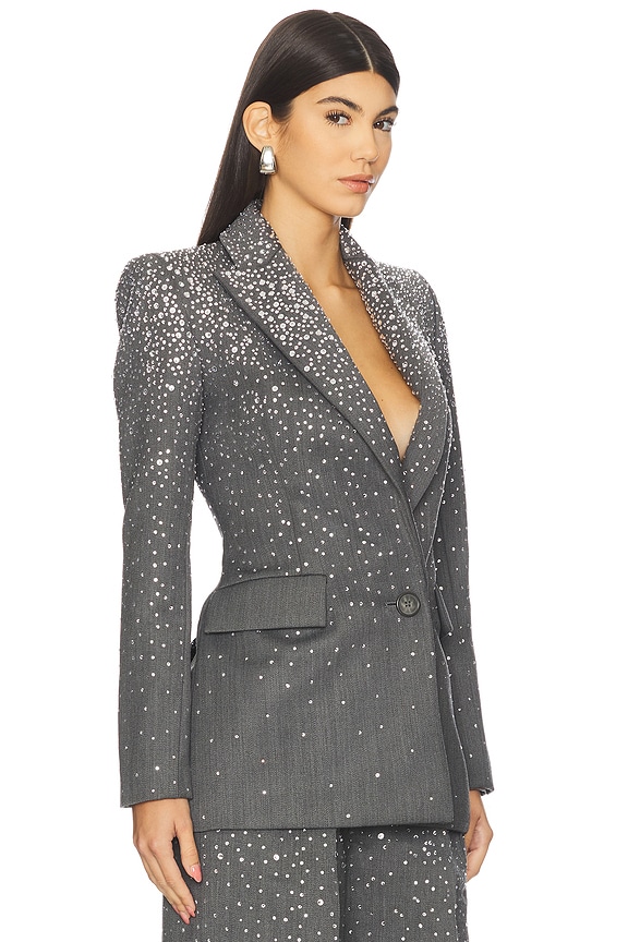 view 2 of 5 Crystal Embellished Fitted Blazer in Slate Grey