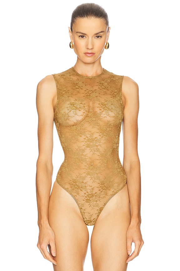 view 2 of 5 Sleeveless Bodysuit in Khaki
